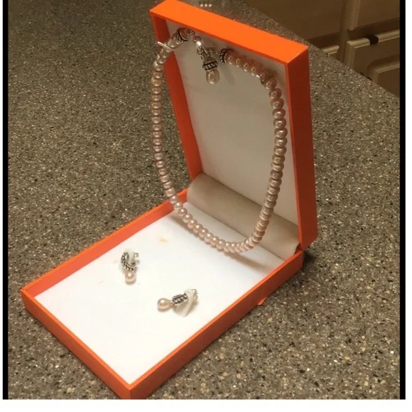 ❤️Day NEW Mandarin Cultured Pink Pearl Necklace & Earrings Set - Picture 4 of 12